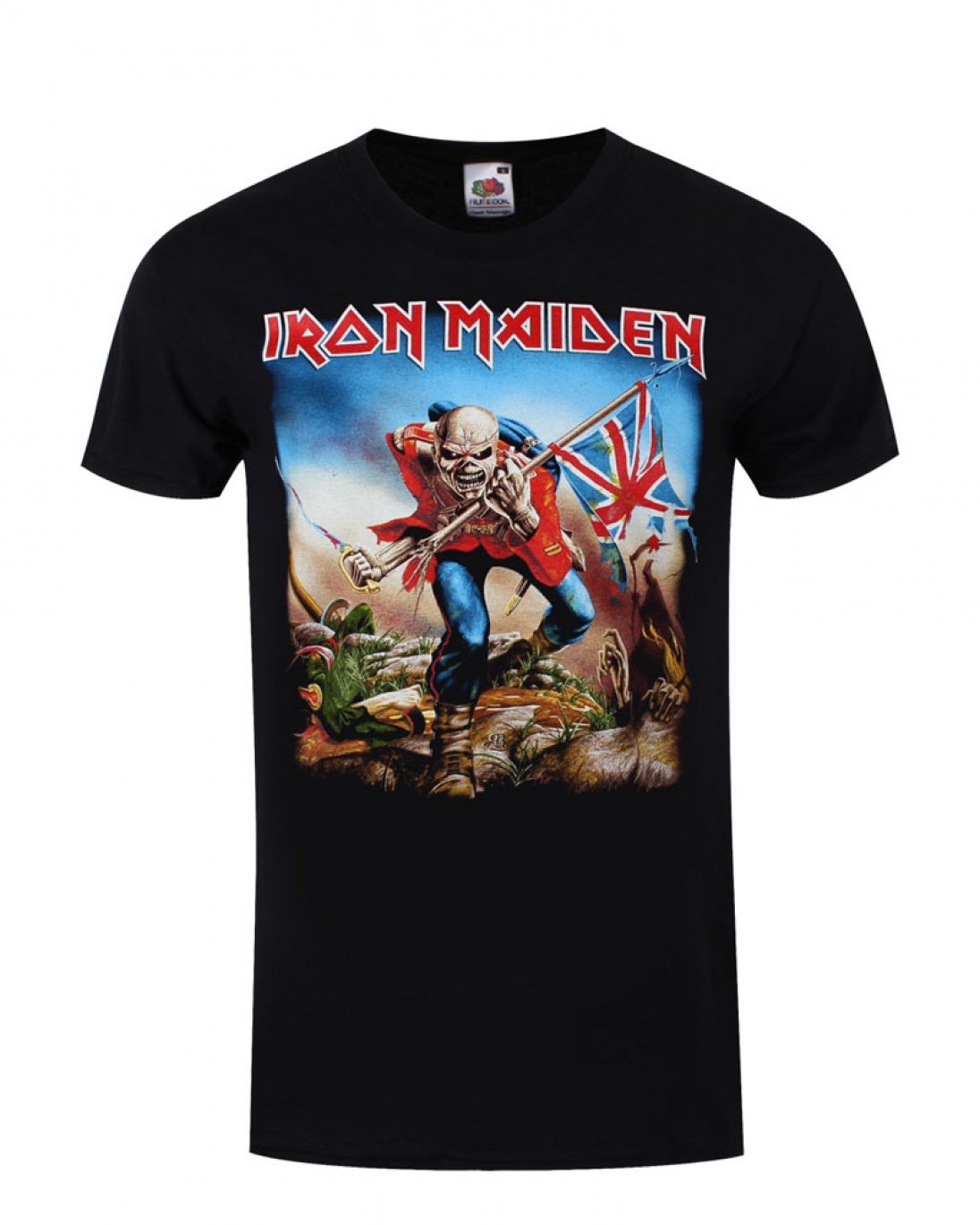 Iron Maiden T Shirt Trooper Iron Maiden Stamp Logo 4 Männer T-Shirt Schwarz Band-Merch, Bands Fear Of The Dark Iron Maiden