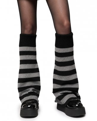 Legwarmers-Striped-Black-Grey