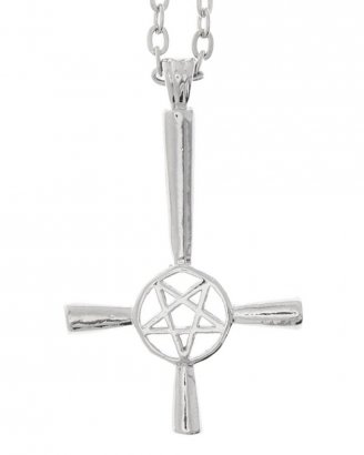 Halsband Upp-och-nedvänt kors med pentagram