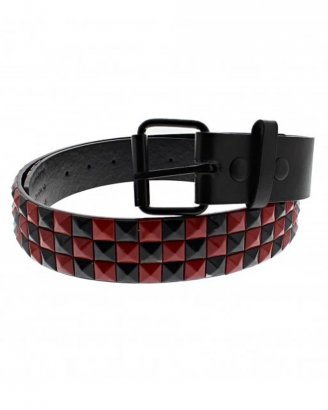 nitbälte-vegan-3rad-röda-svarta-nitar