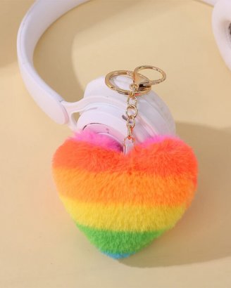 nyckel-ring-plush-hjärta-regnbåge-pride-lgbt