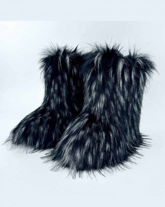 päls-skor-boots-svart-vita