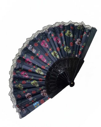 folding-hand-fan-black-day-of-the-dead