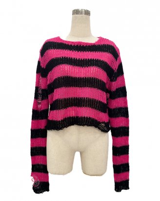 sweater-crop-top-fuschia-black