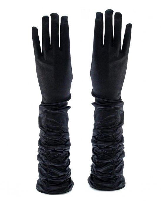 satin-handskar-svarta-långa-veckade