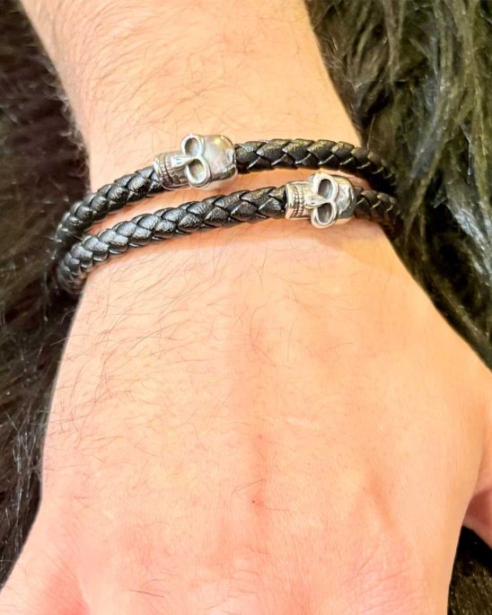 armband-vegan-läder-dödskallar