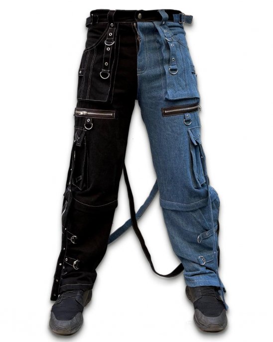 baggy-byxor-svart-blå-denim-straps