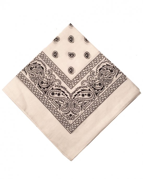 Bandana Sjal Vit med svart Paisley mönster