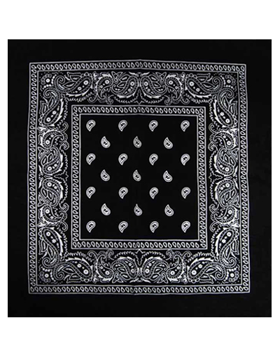 Bandana Svart med Vit Paisley