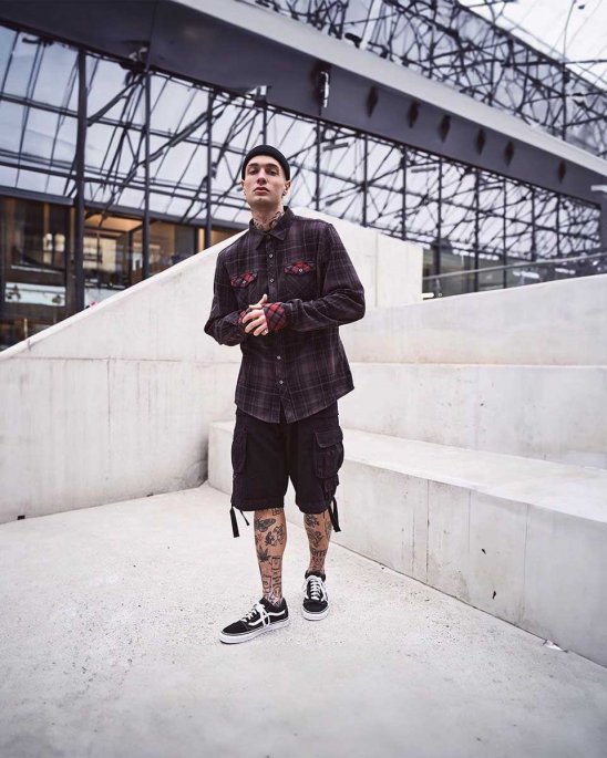 cargo-militär-shorts-svarta-brandit