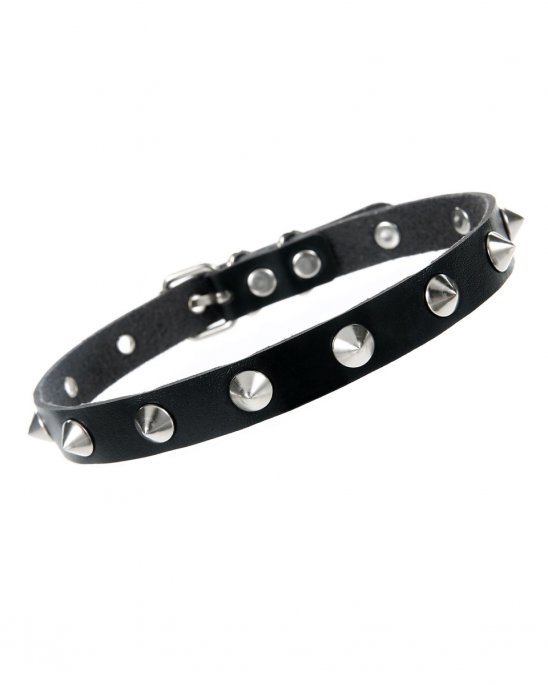 choker-svart-vegan-läder-kon-nitar