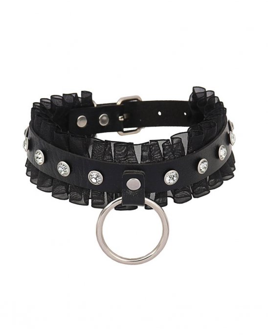 choker-svart-vegan-läder-spets-ring