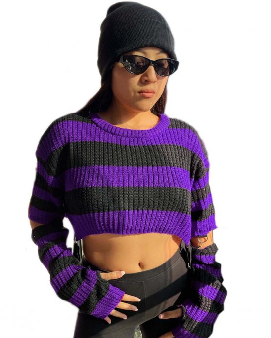 stickad-crop-top-svart-lila