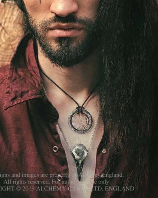 Halsband Korpskalle Volvan Raven Skull Alchemy Gothic