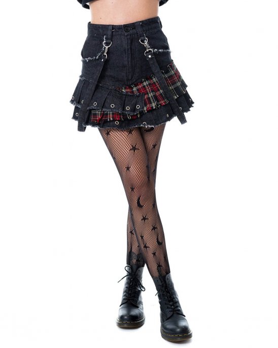 heartless-kjol-denim-tartan-straps-tiama