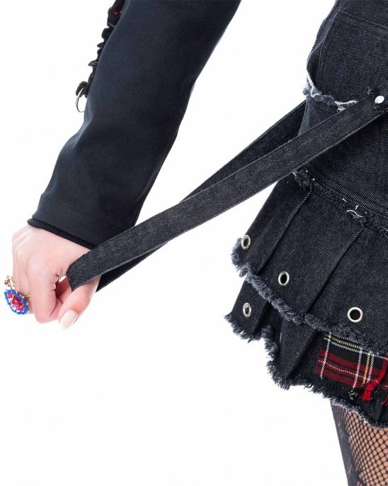 heartless-kjol-denim-tartan-straps-tiama