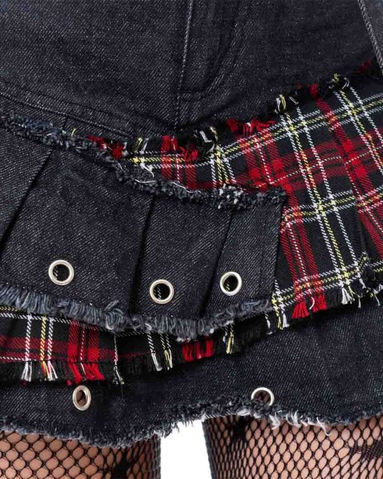 heartless-kjol-denim-tartan-straps-tiama