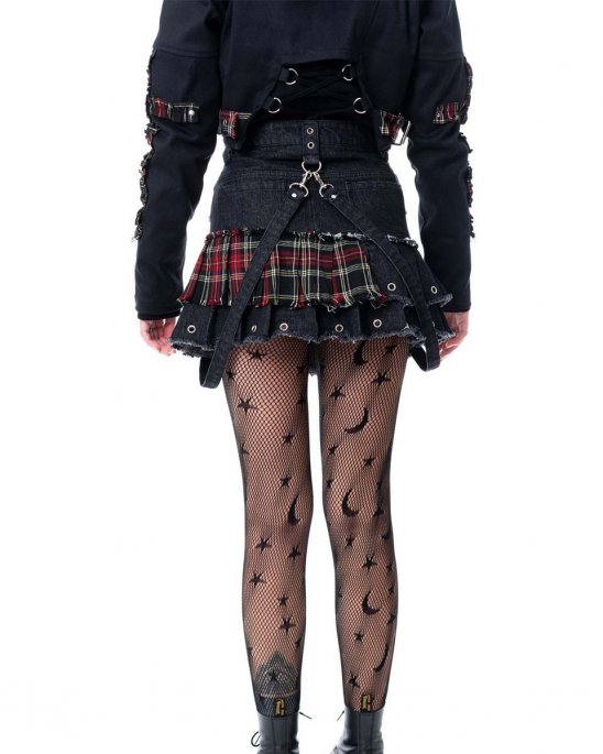 heartless-kjol-denim-tartan-straps-tiama