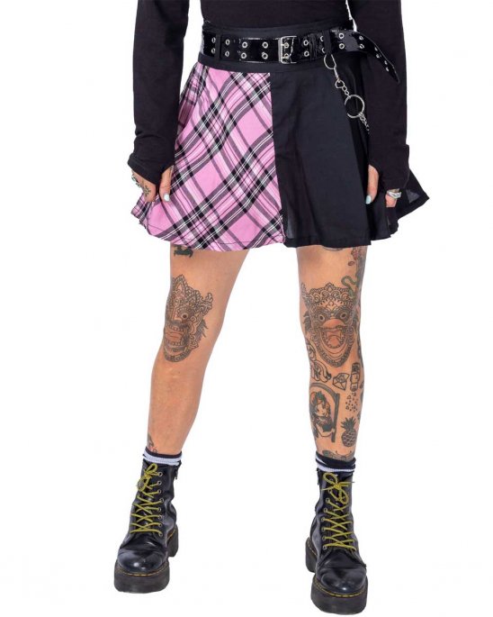 heartless-kjol-rosa-tartan-bälte-kedja-everleigh