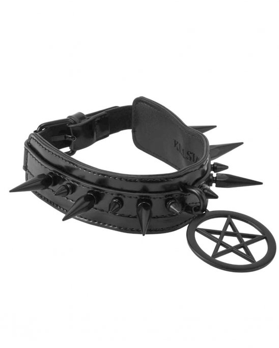 killstar-choker-vegan-läder-pentagram