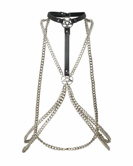 killstar-harness-kedjor-pentagram-vegan-läder