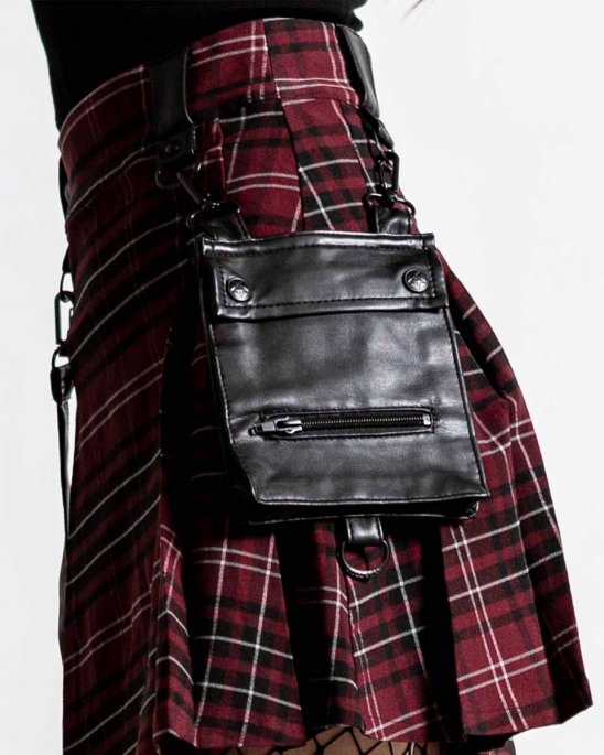 killstar-kjol-svart-röd-tartan-straps-gunner