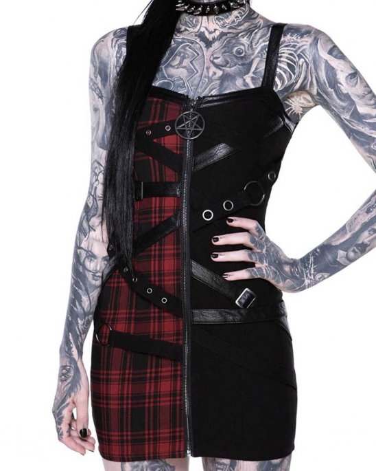 Killstar topp svart-tartan