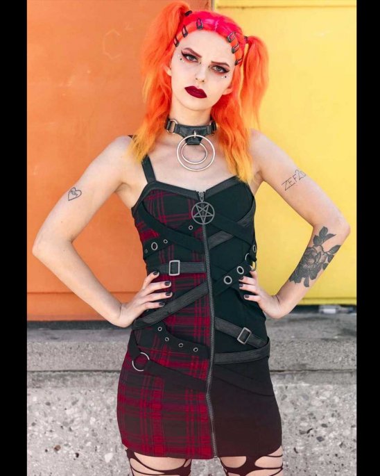 Killstar topp svart-tartan