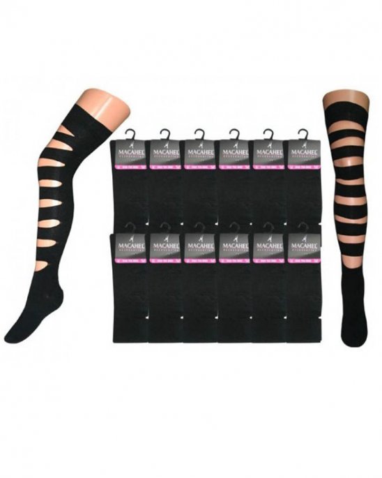 Knästrumpor Svarta Slashed