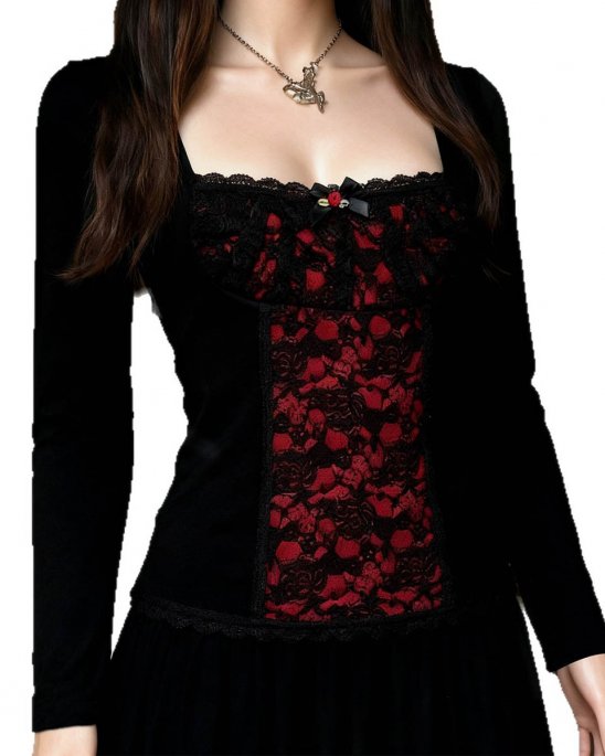 långärmad-topp-svart-röd-vamp-spell