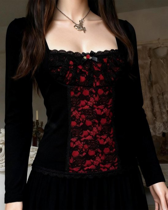 långärmad-topp-svart-röd-vamp-spell