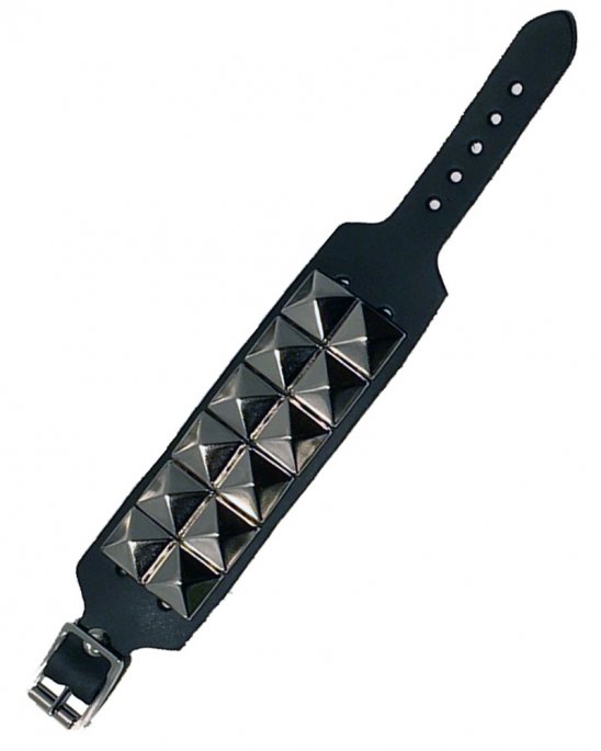 nitarmband-läder-pyramid-2-rad