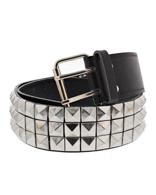 nitbälte-vegan-läder-3rad-silver