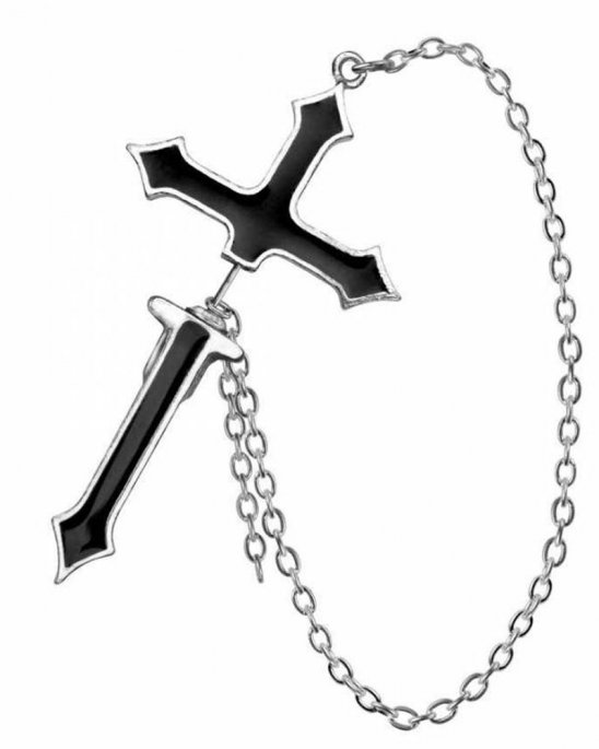 Örhänge Svart Kors och Kedja Impalare Cross Alchemy Gothic
