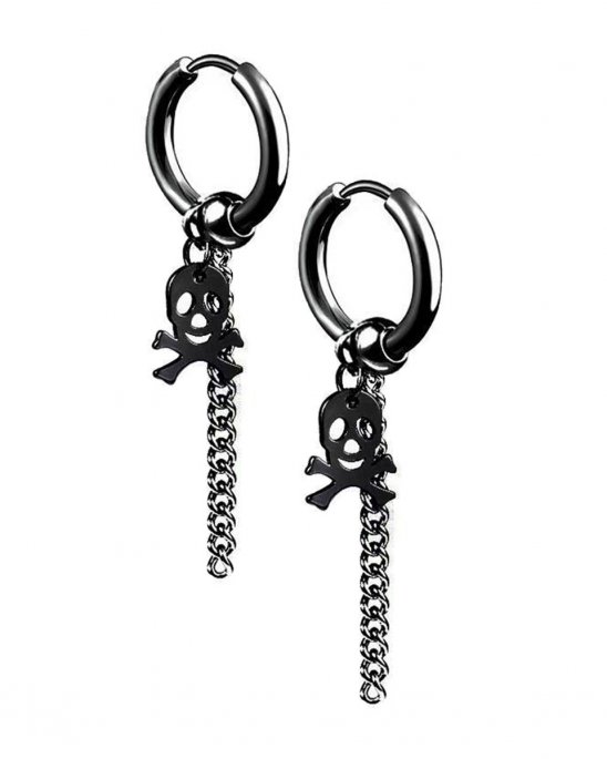 earrings-black-chain-and-skull