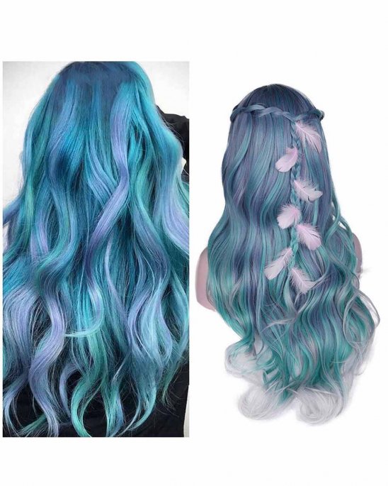 wig-synthetic-hair-purple-blue-green