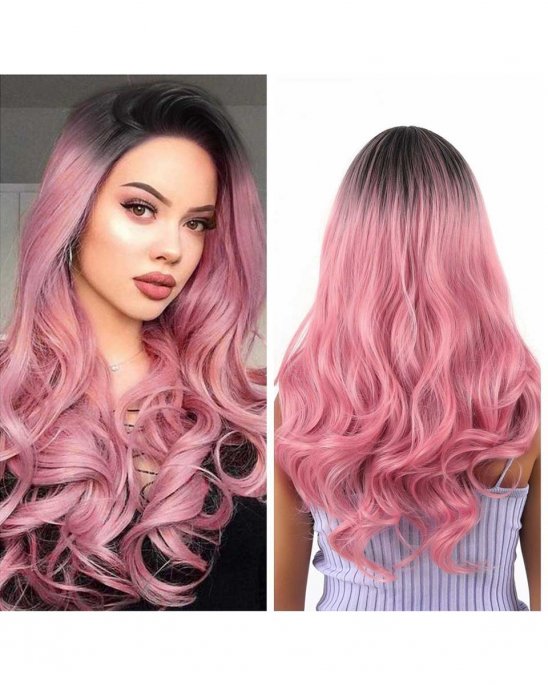 wig-synthetic-hair-Pink Black