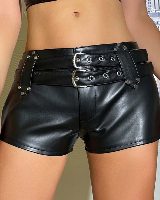 shorts-korta-vegan-läder-med-spännen