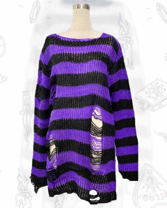 stickad-tröja-långärmad-lila-svart-purple