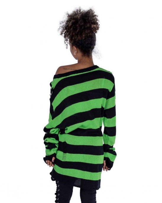 stickad-lång-ärmad-tröja-svart-grön