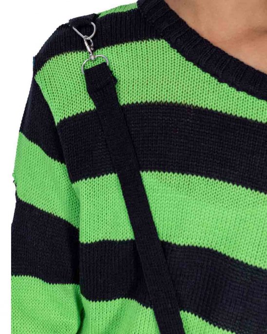stickad-lång-ärmad-tröja-svart-grön