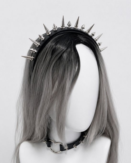 Svart Diadem med Blandade Nitar 