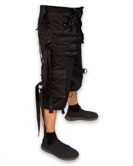 black-baggy-pants-shorts-chains-straps