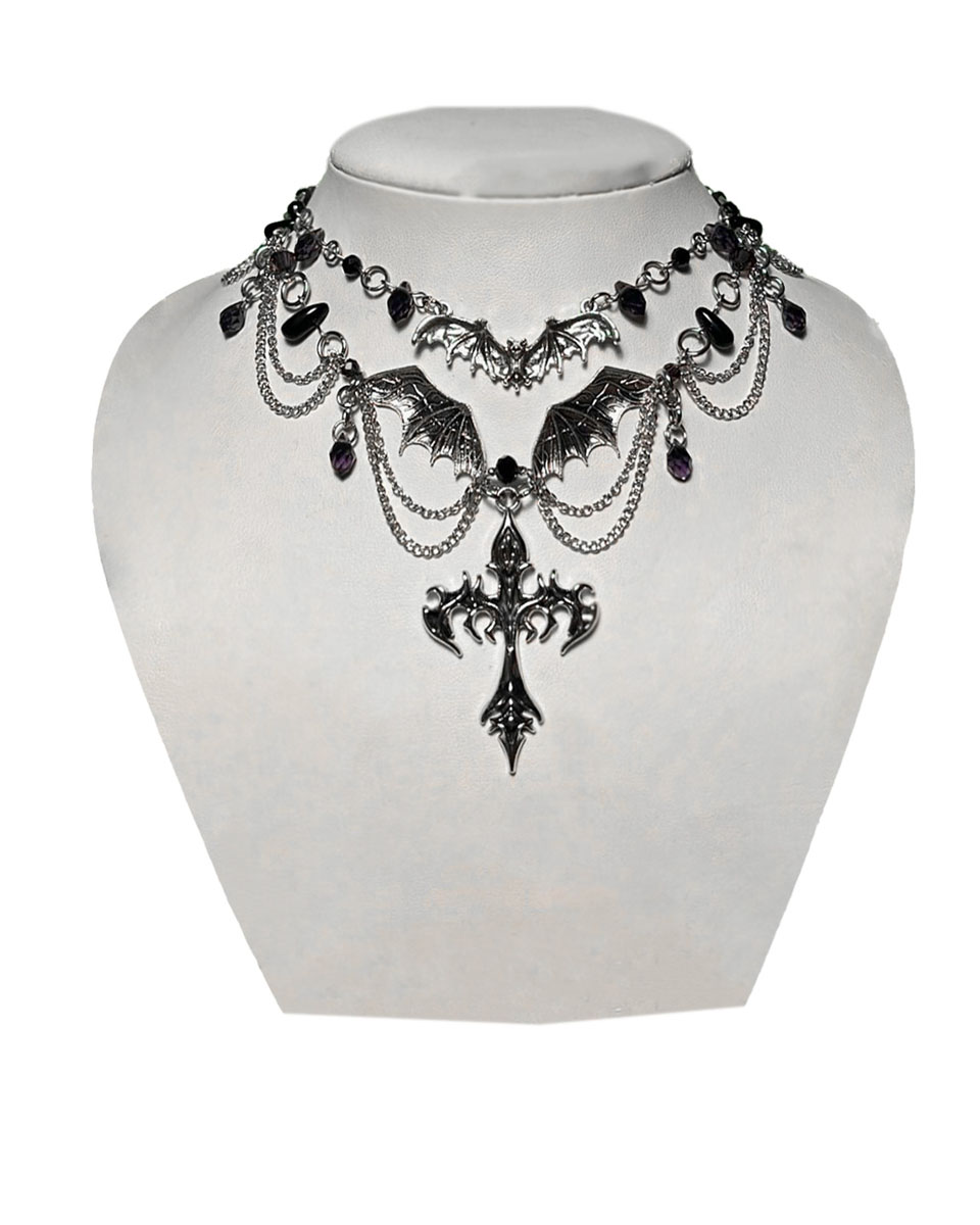 Halsband med Kors, Vingar och Stenar