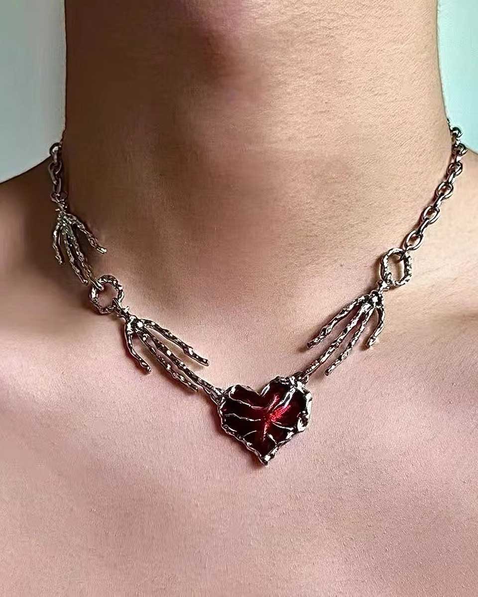 Halsband Skeletthänder och Hjärta
