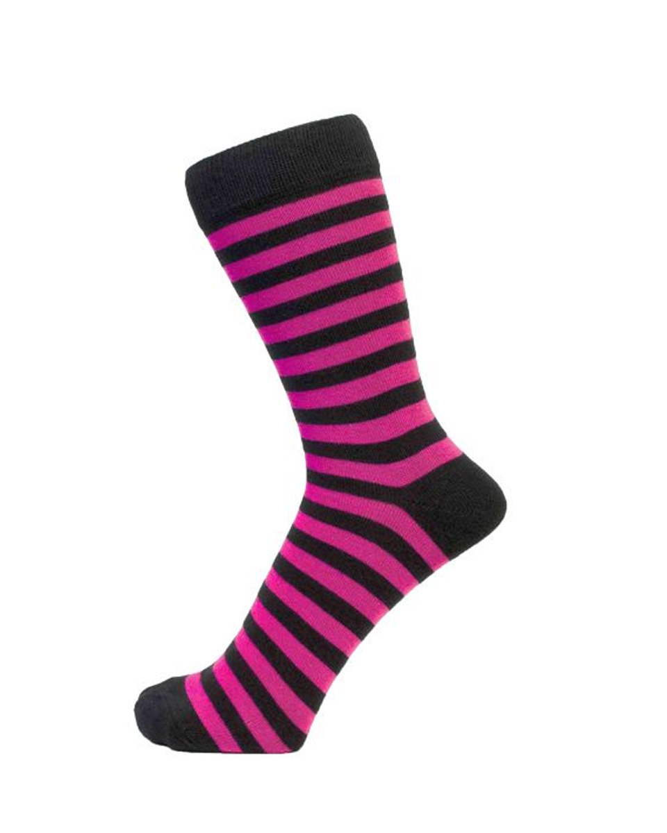 Strumpor svart-mörkrosa smala ränder